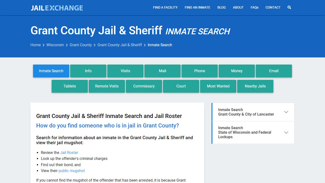Inmate Search: Roster & Mugshots - Grant County Jail & Sheriff, WI