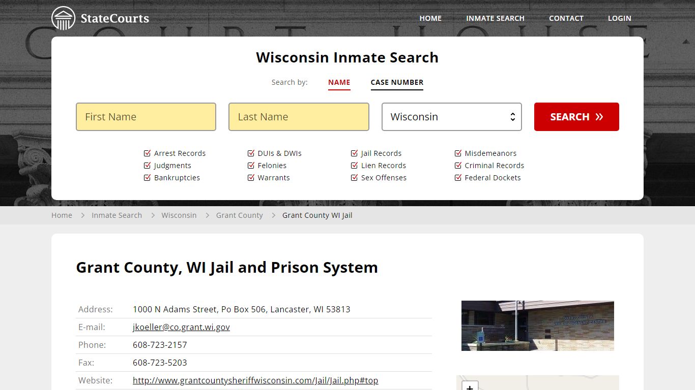 Grant County WI Jail Inmate Records Search, Wisconsin - StateCourts