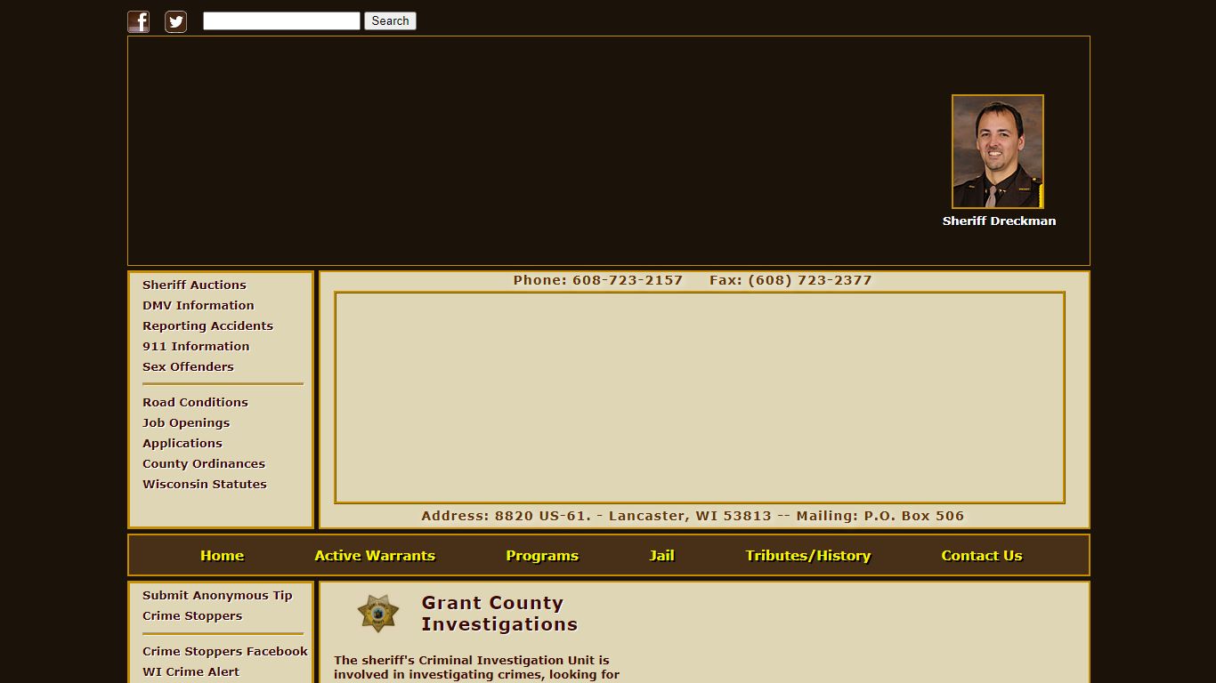 Currently the Grant County Sheriff’s Office Website is undergoing some ...