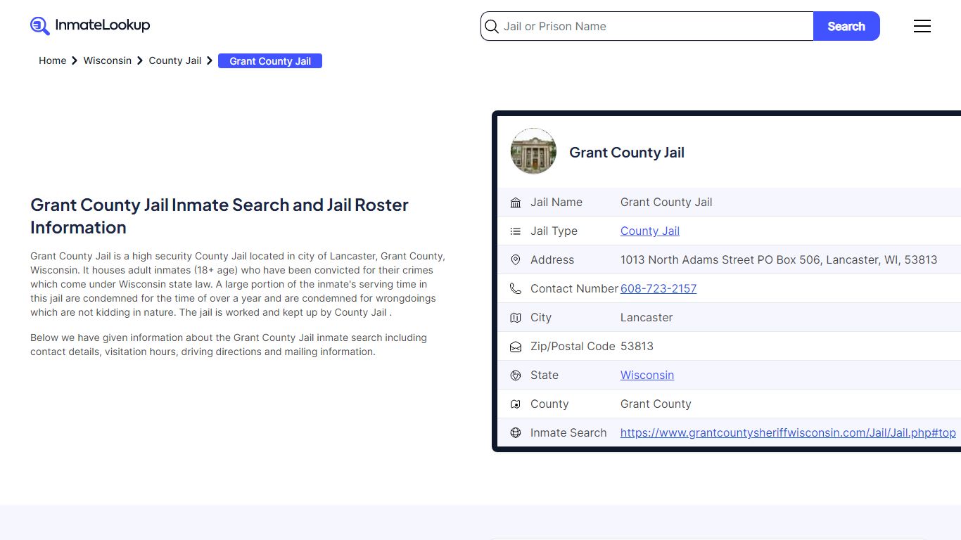 Grant County Jail Inmate Search and Jail Roster Information